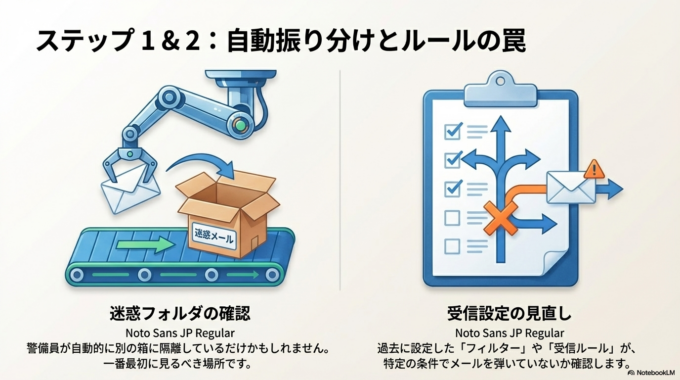 ステップ1:迷惑メールフォルダを確認する