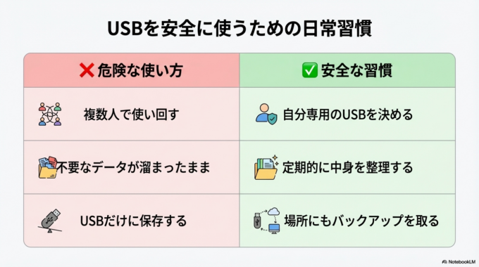 USBを安全に使うための予防策