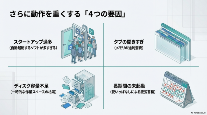 パソコンが重いと感じたときは、まず現状を確認することが大切です。