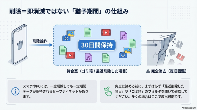 ゴミ箱や最近削除した項目を確認する