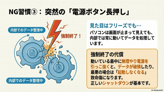 電源をいきなり切る