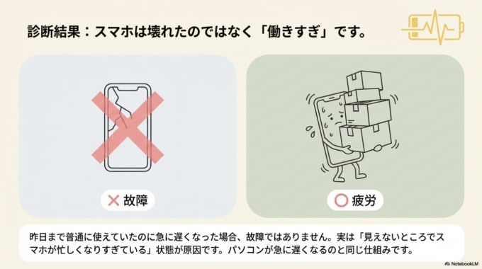 スマホが急に遅くなる原因