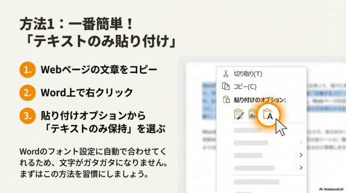 テキストのみ貼り付けを使う