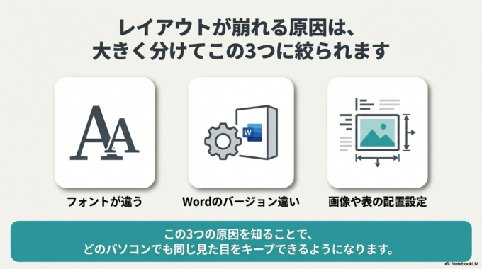 Wordのレイアウトが崩れる主な原因
