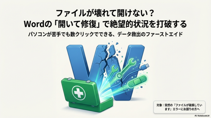 ファイルが壊れて開けない？Wordの「開いて修復」機能で絶望的な状況を打破する