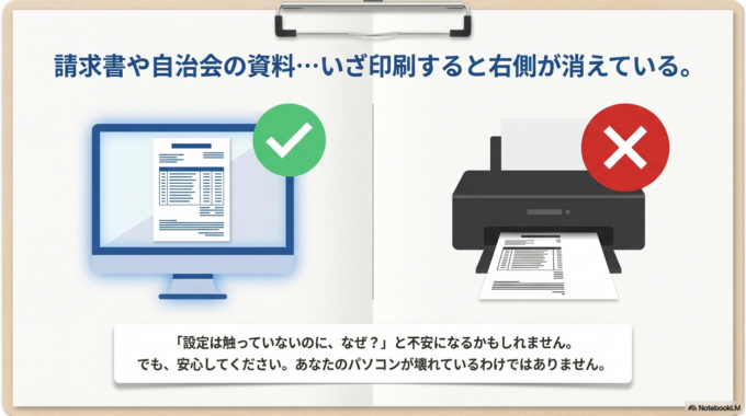 実はこの現象、Wordやプリンターの設定が少しズレているだけで起きることが多く、落ち着いて確認すれば直るケースがほとんどです。