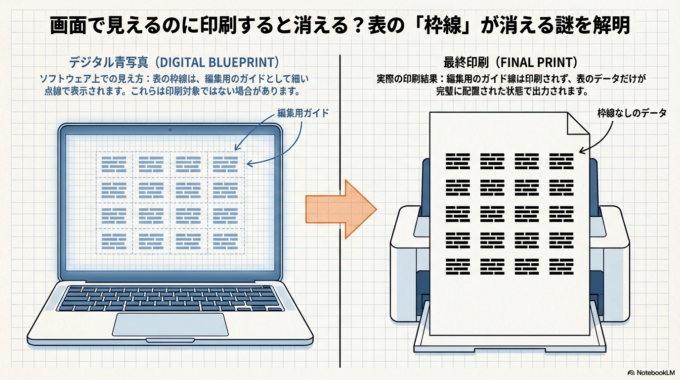 表の枠線が消えた？「グリッド線」と「罫線」の違いを理解して完璧な表を印刷する