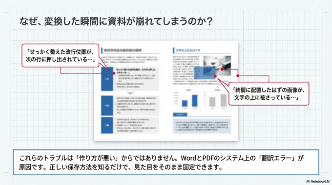 正しい方法で保存すれば、Wordの見た目をそのままPDFにできます。