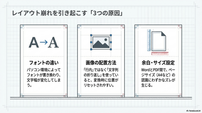 WordからPDFにするとズレる主な原因