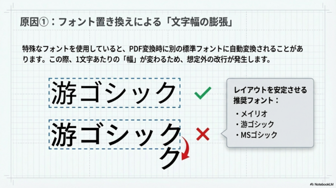 まずよくあるのがフォントの違いです。
