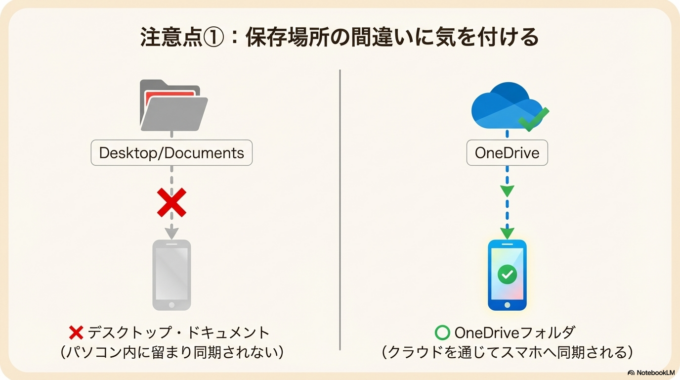 まず多いのが、保存場所の違いです。
