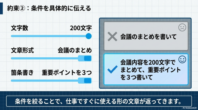 約束②：条件を具体的に伝える