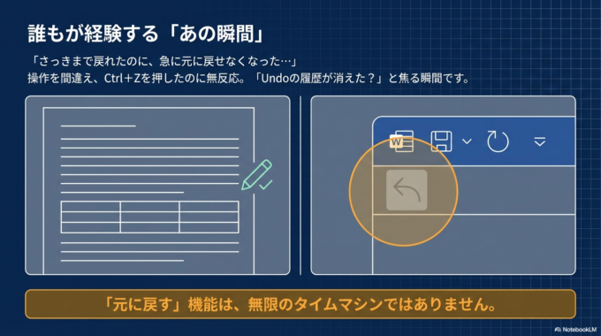 操作を間違えてしまい、Ctrl＋Z（元に戻す）を押したのに戻らない。
