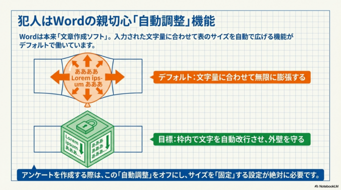 アンケート用紙が崩れる原因