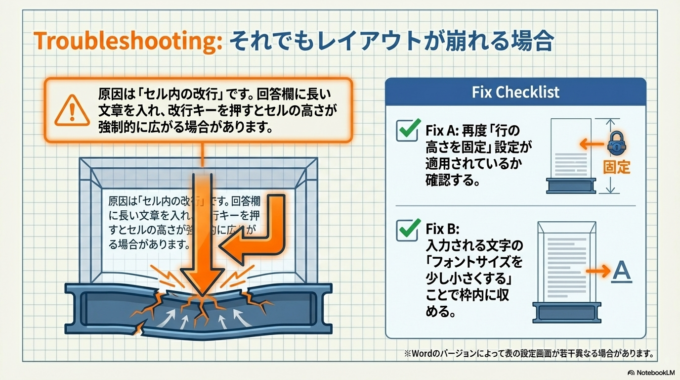 回答を書くスペースを一定にできます。