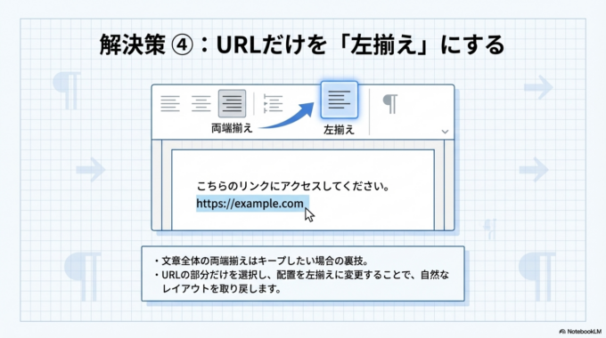 URLだけ左揃えにする