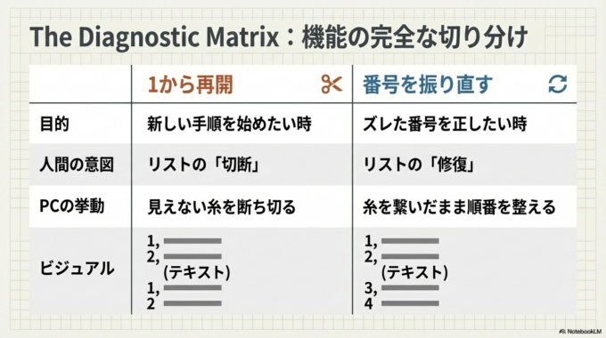 箇条書き番号を修正する具体的な方法