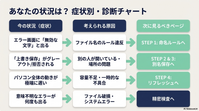 Excelで保存できない主な原因