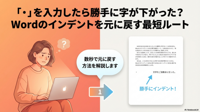「・」を入力したら勝手に字が下がった？Wordのインデント（字下げ）を元に戻す最短ルート