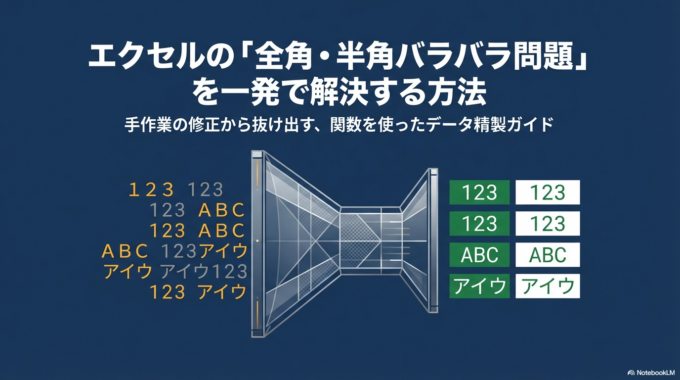エクセルで全角と半角が混ざって直らない？一発で揃えるかんたん解決法
