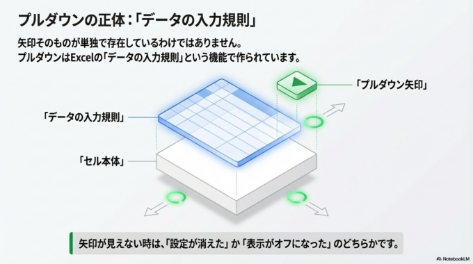 プルダウン矢印が表示されない原因