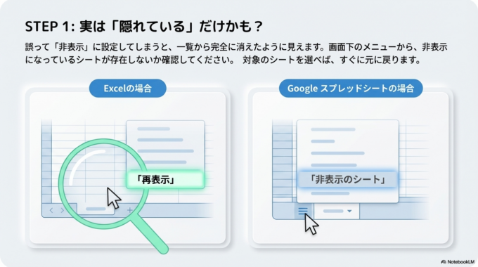 シートが非表示になっていないか確認