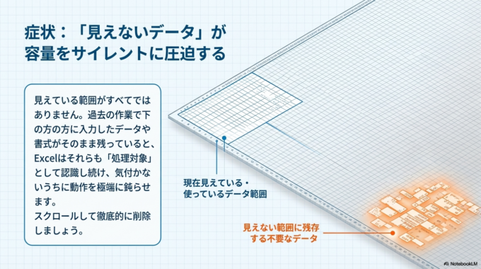 不要なデータがないか確認する