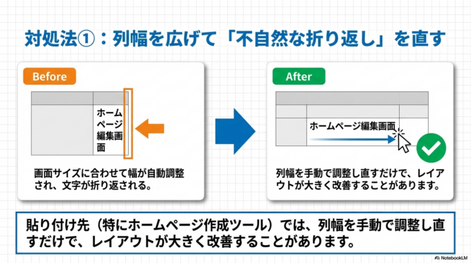 列幅と行の高さをチェックする
