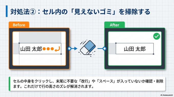 不要な改行や空白を確認する