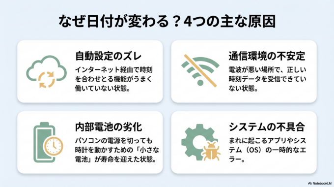 日付が勝手に変わる原因とは