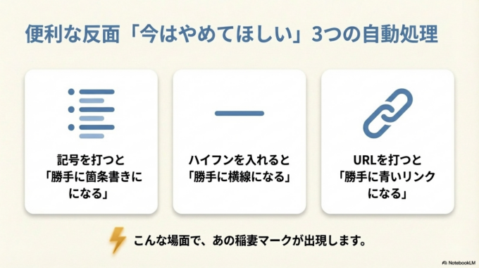 そんなときに表示されるのが稲妻マークです。
