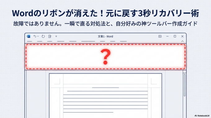 Wordの「リボン」が消えた！元に戻す方法と自分好みのツールバーを作るカスタマイズ
