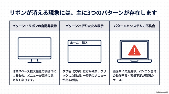 リボンが消える主な原因