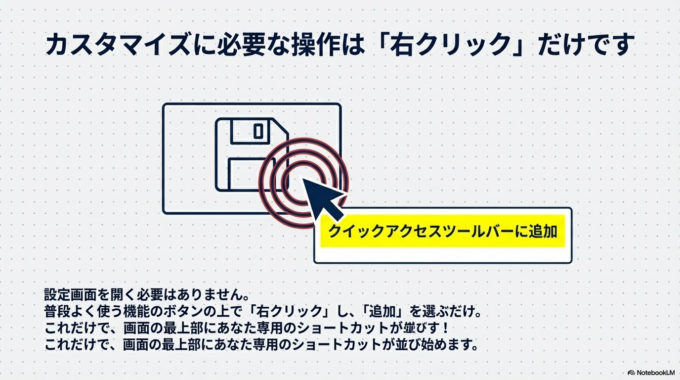 まず、よく使う機能の上で右クリックします。
