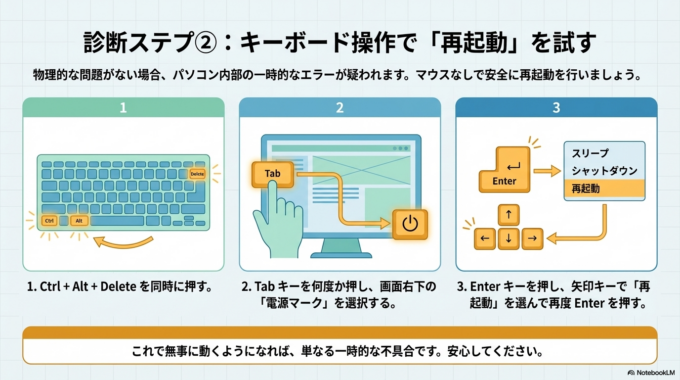キーボード操作で再起動する