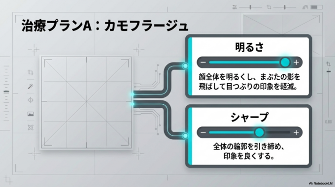 ステップ2：明るさとシャープを調整