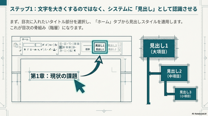 ステップ1:見出しスタイルを設定する
