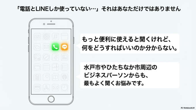 こうしたお悩みは、水戸市やひたちなか市周辺でもよく聞きます。実は、iPhoneには“知らないだけで損をしている便利機能”がたくさんあります。