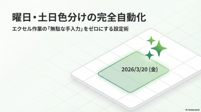 エクセルで曜日を自動表示する方法|色分けまでやさしく解説