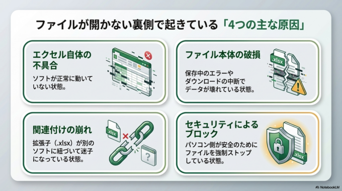 エクセル(.xlsx)が開けない主な原因