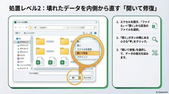 エクセルを直接起動してから開く