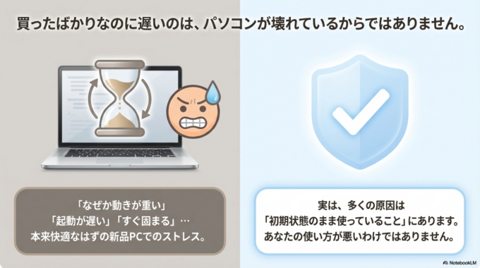 不要なアプリや設定がそのままになっていることで、本来の性能が発揮されていないのです。