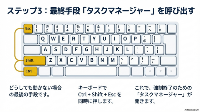 ③タスクマネージャーで状態を確認