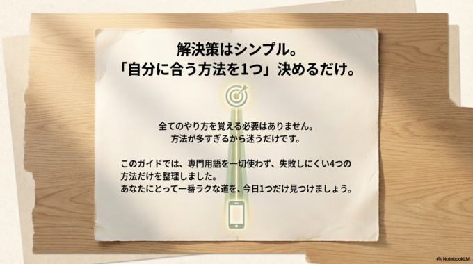 方法が多すぎるからこそ迷ってしまうだけで、自分に合った方法を選べば難しくありません。