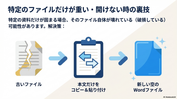 また、保存しているファイル自体が壊れている可能性もあります。