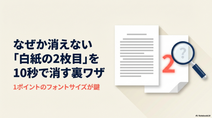 Wordで資料を作っていると、なぜか「白紙の2枚目」が消えないことがあります。
