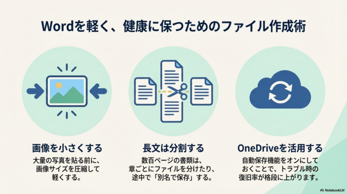 最近はOneDriveの自動保存機能を使うことで、トラブル時の復旧率もかなり上がっています。