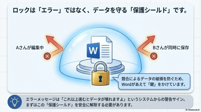 共同編集で「ファイルがロックされています」と出る主な原因