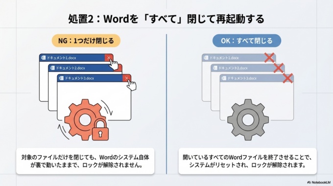 Wordをすべて閉じて開き直す
