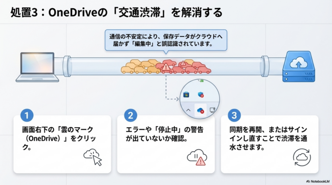 OneDriveの同期状態を確認する